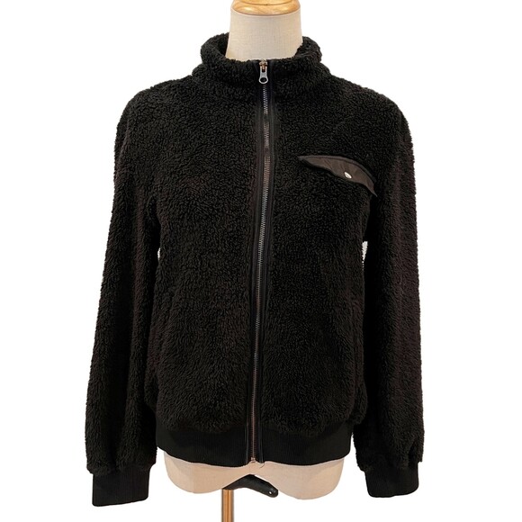 Rails Austin Black High Pile Fleece Full Zip Front Jacket XS Sherpa - Picture 1 of 11